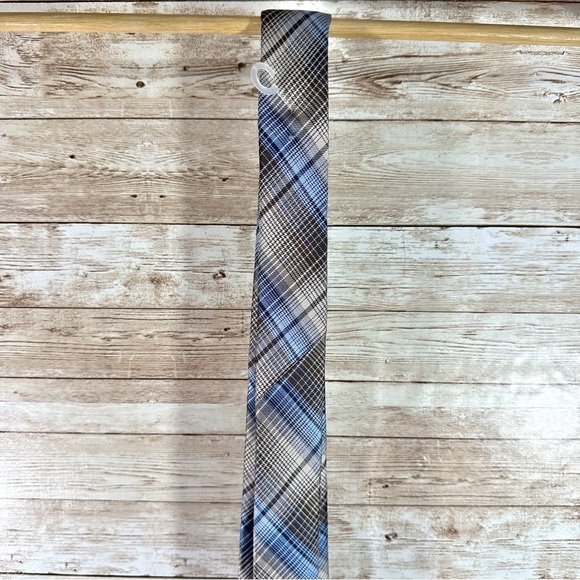 Pronto Uomo- Blue/Brown Pattern 100% Silk Tie - Picture 10 of 10